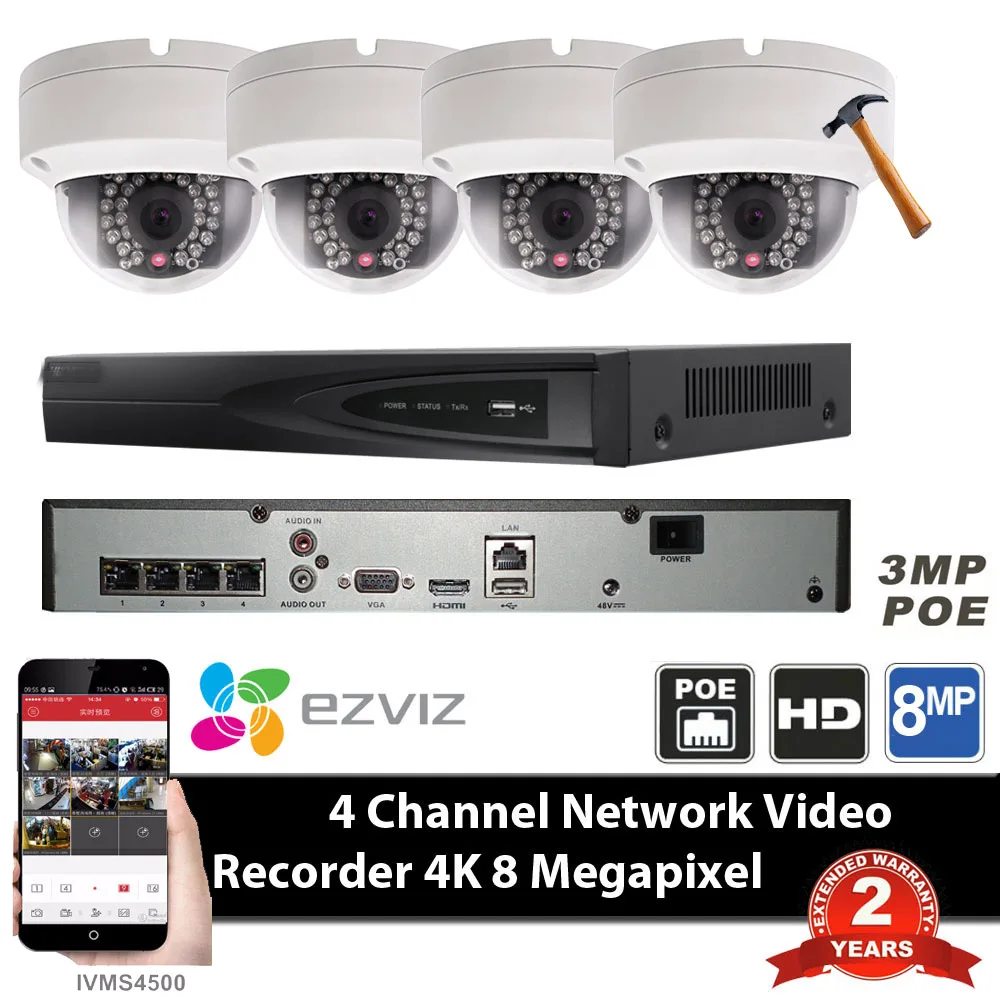 Hik ds 7604ni e1/4 P Оригинальная английская версия P2P 4ch 4PoE сети видео Регистраторы с