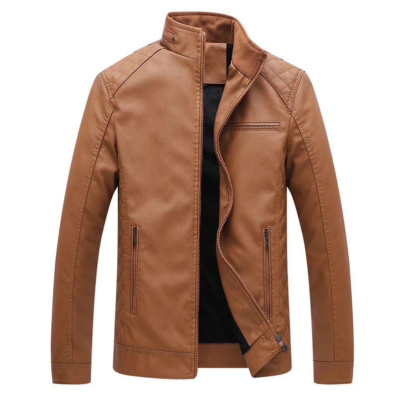Обойдя продаж Для мужчин кожа замшевая куртка новая модная мотоциклетная куртка мужской Slim Fit молнии черный Для мужчин кожаные пальто