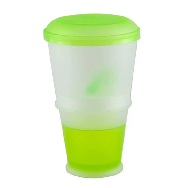 Креативная чашка для завтрака чашка для хлопьев зерновых, чтобы перейти PP материал чашка для закусок с крышкой Складная ложка контейнер для еды держать молоко холодным - Цвет: Зеленый
