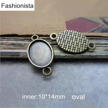 

Fashionista -100 pcs/lot Antique Bronze Oval Base Connectors Match 10*14mm Cabochon Base Settings,Oval Zinc Alloy Jewel Findings