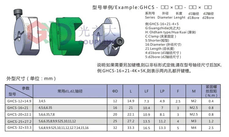 GHCS алюминиевый сплав oldham короткий тип зажим серии муфта вала D16L21