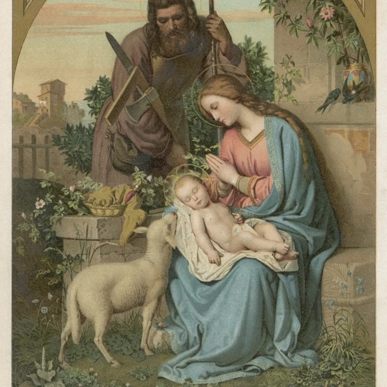 The Holy Family With Lamb Poster Print By Mary Evans Picture Library (18 X 24)