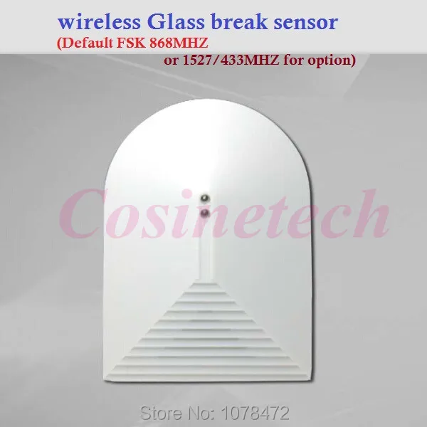 

868MHZ wireless glass break sensor,detector for 868MHZ alarm system,433Mhz glass break alarm sensor break glass detector