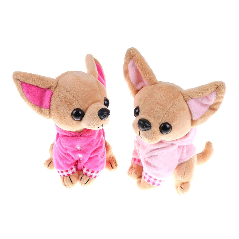 Kaxofang 1PZ 17 Cm Chihuahua Puppy Kids Toy Kawaii Simulazione Bambola Animale Regalo di Compleanno per Ragazze Bambini Carino Peluche Cane Blu