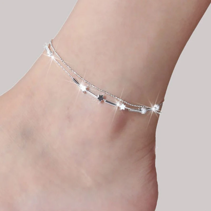 SHUANGR Boho Gold Silver Color Anklet Bracelet on The Leg Multi-Layer Heart Leaf Beads Ankle for Women Chain Beach Foot Jewelry SHUANGR Boho Gold Silver Color Anklet Bracelet on The Leg Multi-Layer Heart Leaf Beads Ankle for Women Chain Beach Foot Jewelry