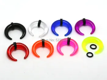 

JEWEL 120pcs transparent color acrylic buffalo horn pincher ear tapers plug stretcher body piercing jewelry wholesale mix lots