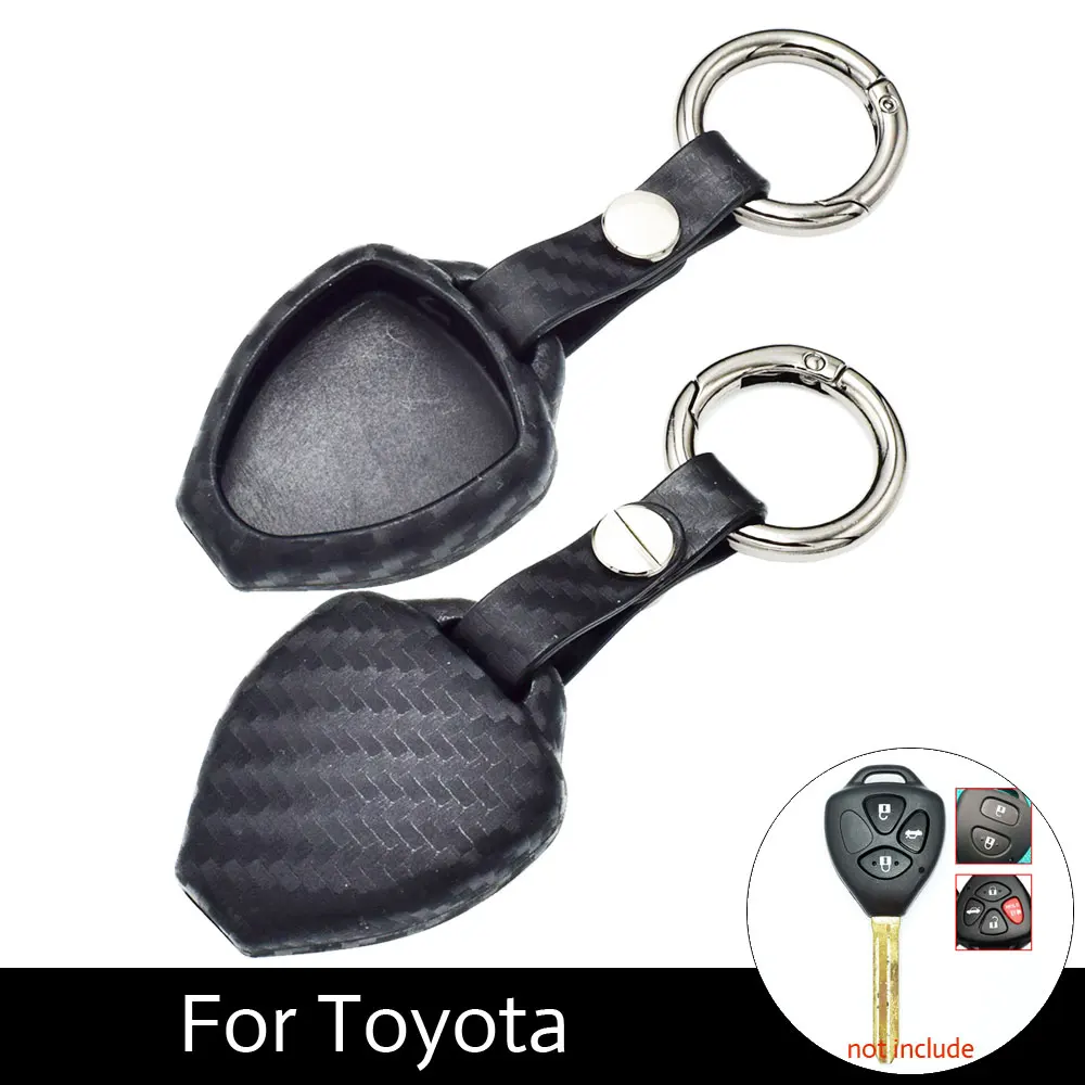 

ATOBABI Carbon Fiber Pattern Silicone Car Key Protection Cover Case For Toyota Camry Avalon Corolla Matrix Rav4 Venza Yaris Keys