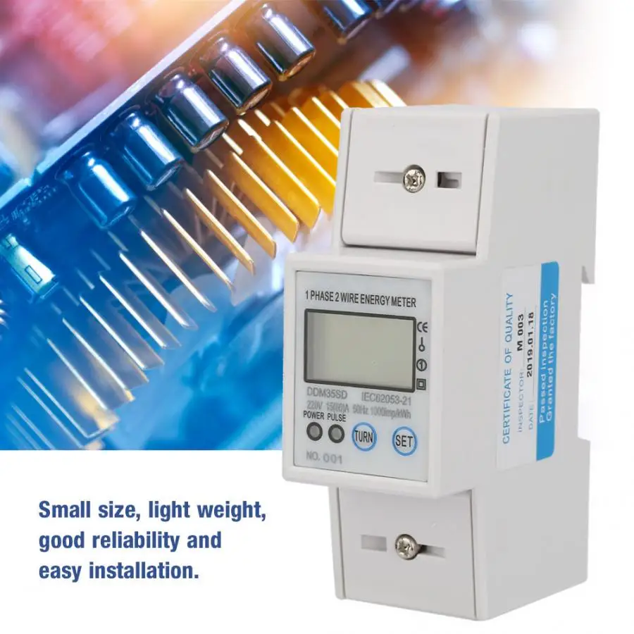 Счетчик энергии однофазный 2P lcd din-рейка энергопотребление ваттметр энергии Mete DDM35SD 15-60A цифровой ваттметр