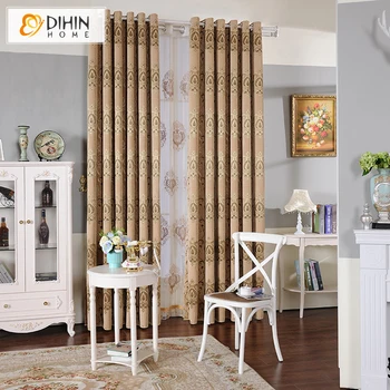 

European Jacquard Embroidered Blackout Curtains For Living Room Customized Window Treatment 1 Panel