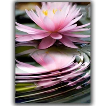 Diy Diamond Painting Cross Stitch Water Filled With Pink Lotus Needlework Diamond Embroidery Full Round Mosaic Decoration Resin 
