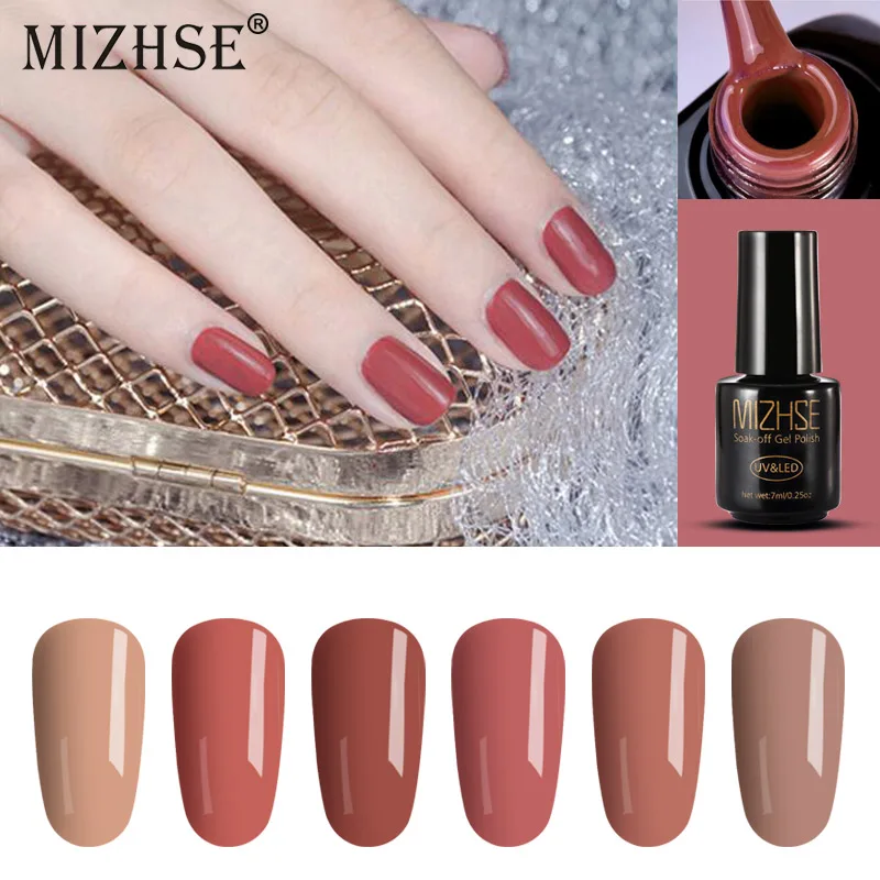  MIZHSE Nude Summer Color Nail Gel Vernis Semi Permanant LED 7ML Gellak Nails Art Unhas De Gel One S