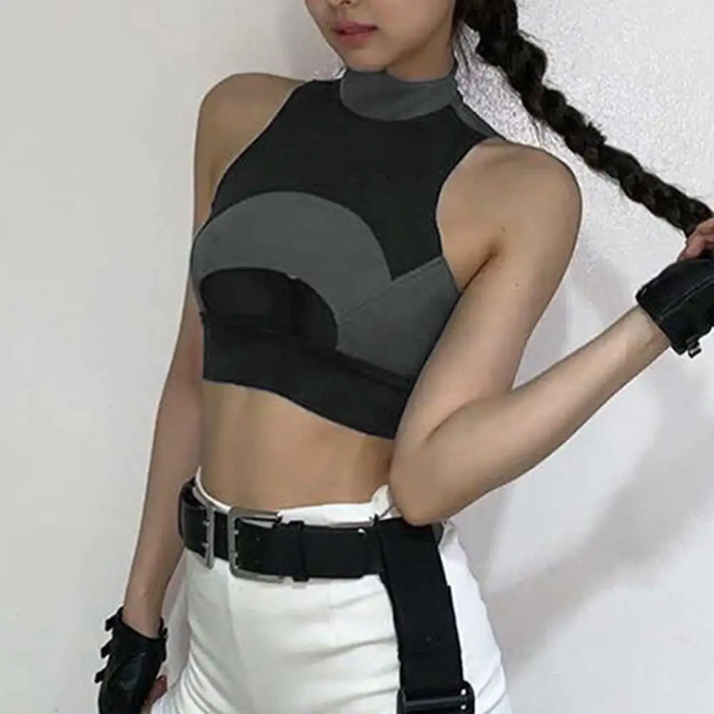 

Women Running Jogging Sports Bra Gym Workout Stitching Hollow Vest Crop Tops GDD99