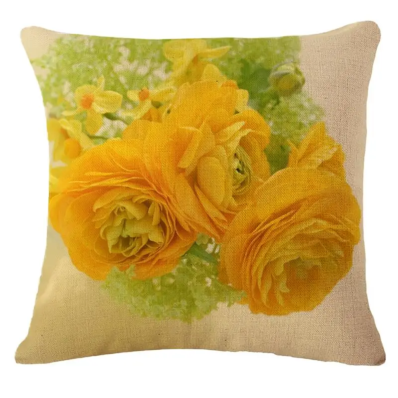 Желтая роза Подушка без наполнителя пользовательские хлопок, лен, декоративный диванных подушек цветы диван стул подушки для домашнего декора 45*45