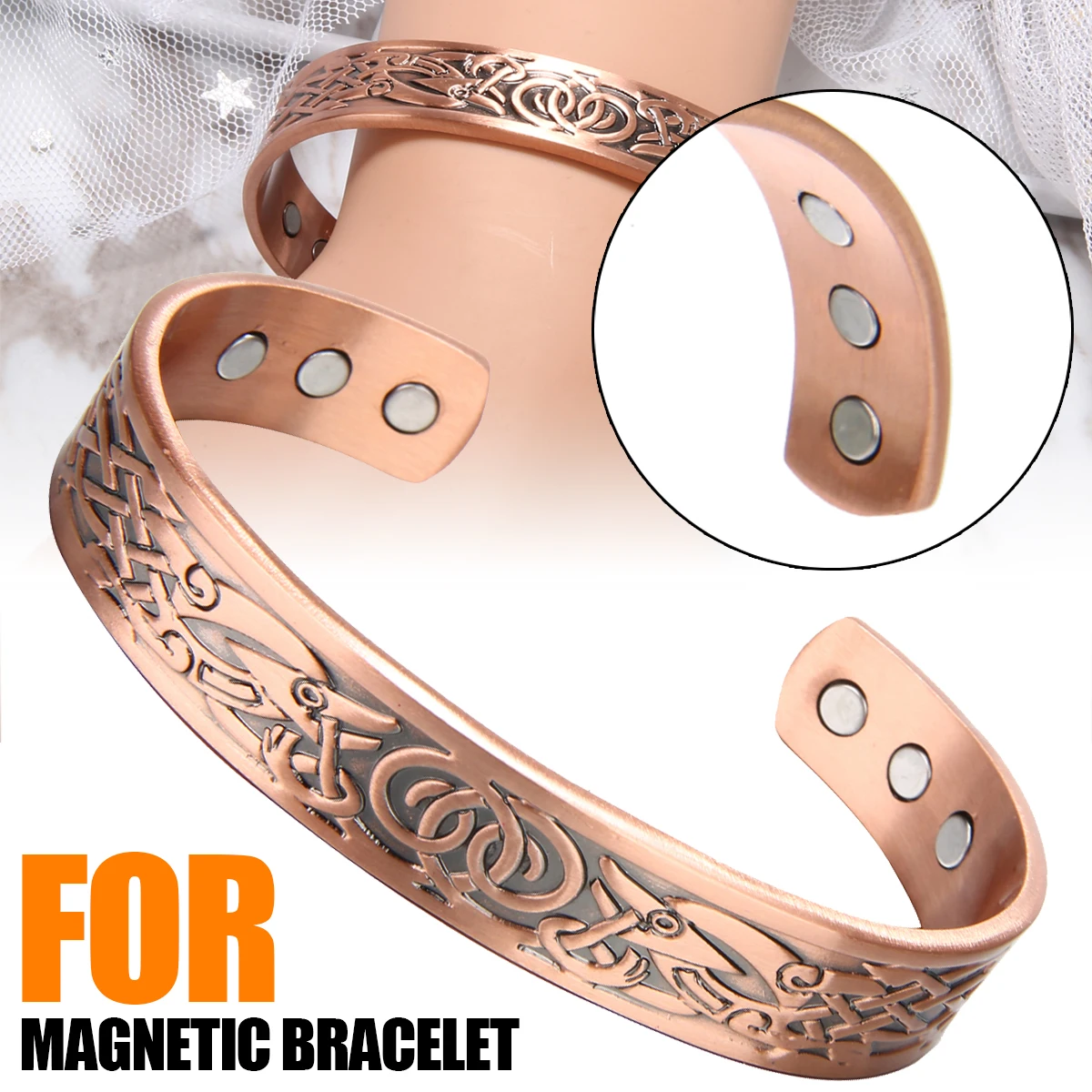1pc Pure Solid Copper Magnetic Bracelet Pain Relief Arthritis Therapy Health Care For Women Power Therapy Magnets Sleeping