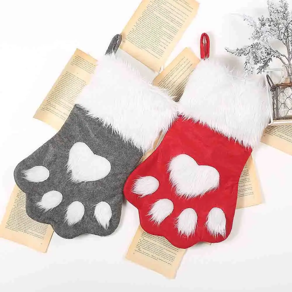 

Christmas Gift Bag Cookie Candy Package Gifts bag Animal Paw Dog Xmas Stocking for Candy Bag Home Party Packing Decoration