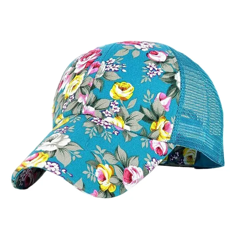 Спортивные регулируемые Для женщин Chic милые цветочные сетчатая шапка Бейсбол Кепки Snapback