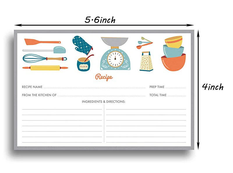  20sheet Kitchenware Recipe Cards Double Sided Cards 4x5.6 inches cardstock paper stationery for hom - 33000348557