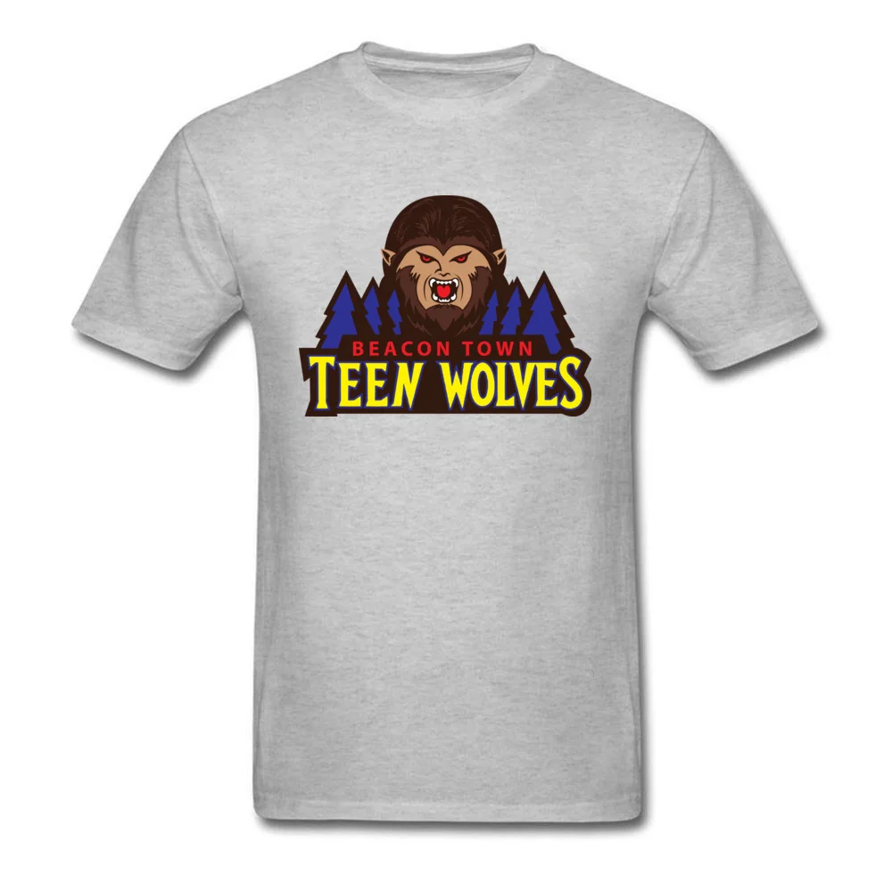 Beacon Town Teen Wolves Short Sleeve T Shirt Crewneck 100% Cotton Fabric Men T-shirts Leisure Tops T Shirt 2018 New Fashion Beacon Town Teen Wolves grey