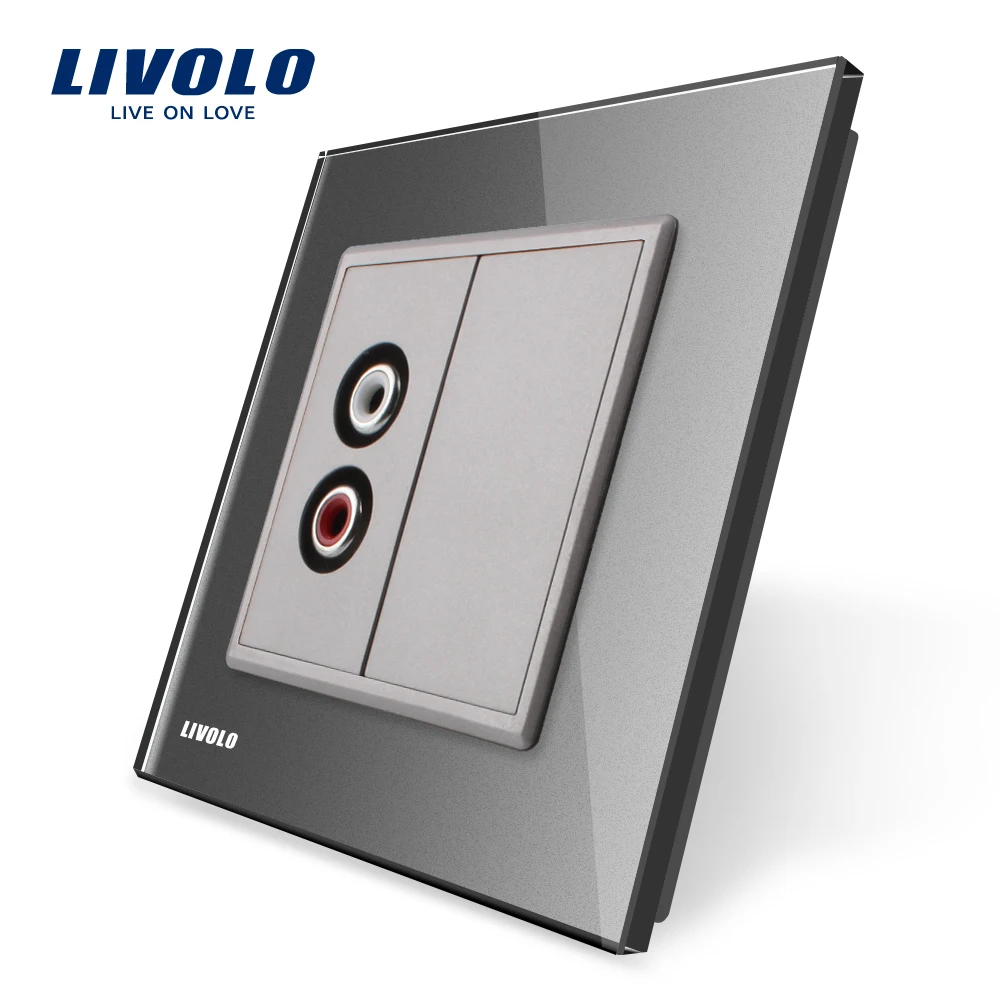 Buy Livolo EU standard Wall Outlet Grey Crystal Glass Panel, AC 220V 250V, one