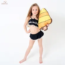 В году, купальный костюм дети, девушки, купальники, помпоны, дети, бикини, девушки, бикини, одежда для плавания купальные костюмы из двух предметов раздельный купальный костюм Пляжная одежда