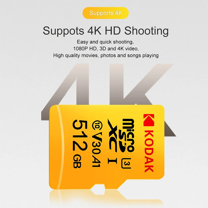 Kodak микро сд microsdxc 16ГБ 32ГБ 64ГБ 128ГБ сд карта U1 U3 флеш TF карта памяти флешка на камера смартфон микро планшет видеорегистратор автомобильный карта памяти для телефона скидки распродажа горящие товары