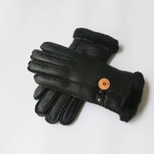 Теплые зимние перчатки из натуральной кожи кожа Шевро Перчатки норки утолщенной передатчики кожаная перчатка высокого качества женские Перчатки