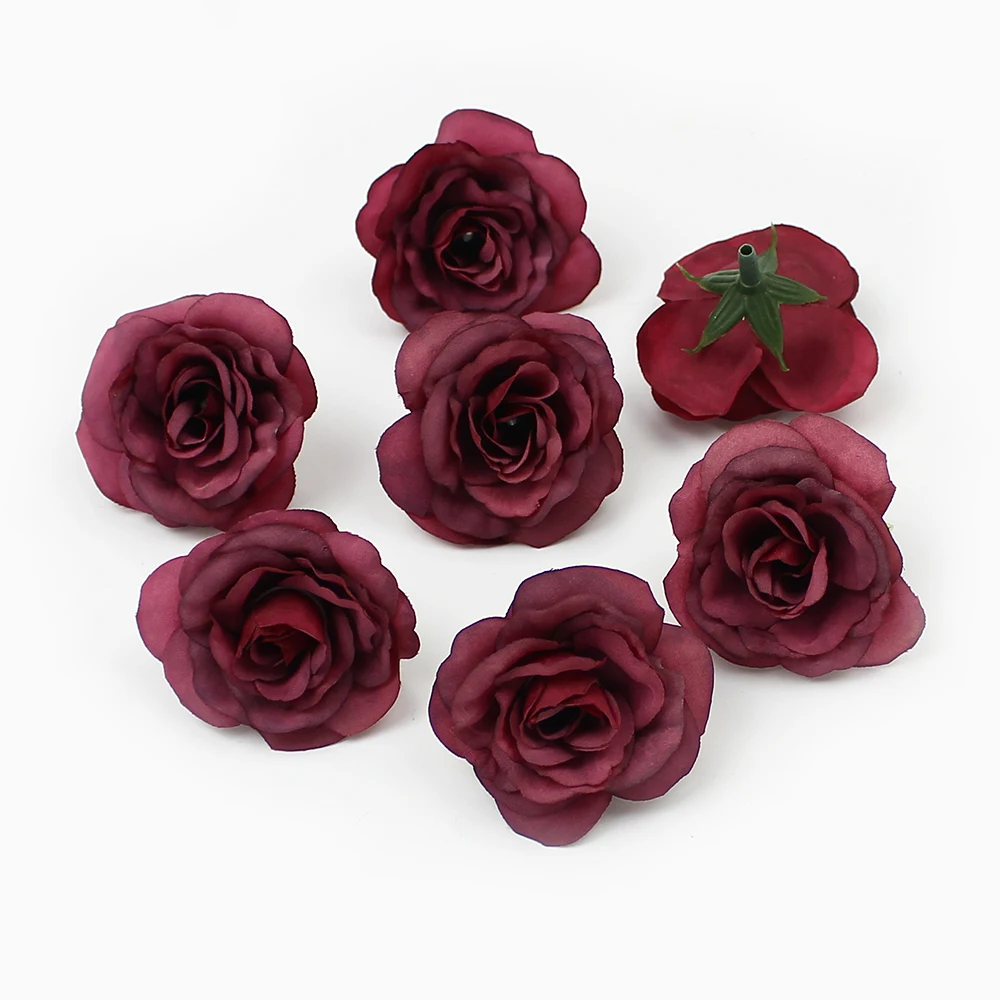 HUADODO 4 см 10 шт. розы искусственные головки цветов Шелковый цветок для дома и сада DIY Свадебные Декоративные искусственные цветы