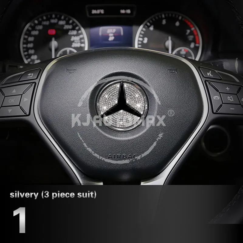 KJAUTOMAX для Mercedes Benze B200 B180 B260 с украшением в виде кристаллов украшения стайлинга автомобилей Кондиционер кольцо выхода дверной болт крышки логотип рама - Название цвета: 1.Silver