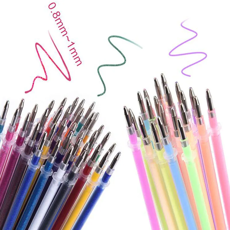 12 шт цветная Заправка для гелевой ручки, набор блестящих разноцветных ручек для письма, стержень для ручки, школьные принадлежности, канцелярский инструмент