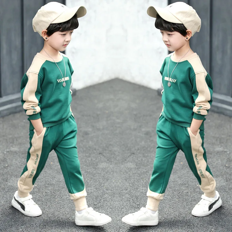 Модный Камуфляжный осенний комплект одежды для мальчиков, детская одежда для мальчиков футболка+ штаны, спортивный костюм для мальчиков из 2 предметов детская одежда для активного отдыха