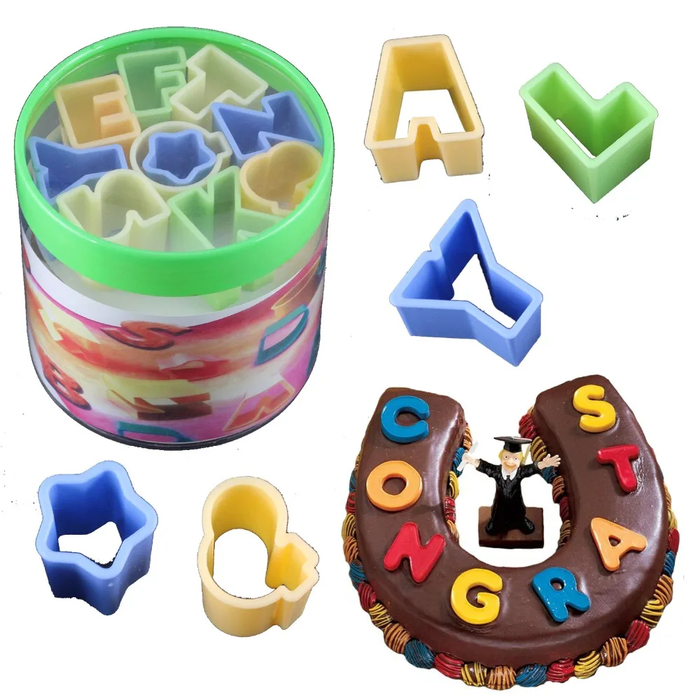 28Pcs Letters Cookie Cutters Alphabet Fruit Cutter Cupcake ...