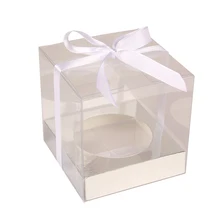 Прозрачная ПВХ коробка для кексов, упаковка для кексов, ПВХ коробка с основанием внутри для рождественской свадебной вечеринки, подарок и упаковка