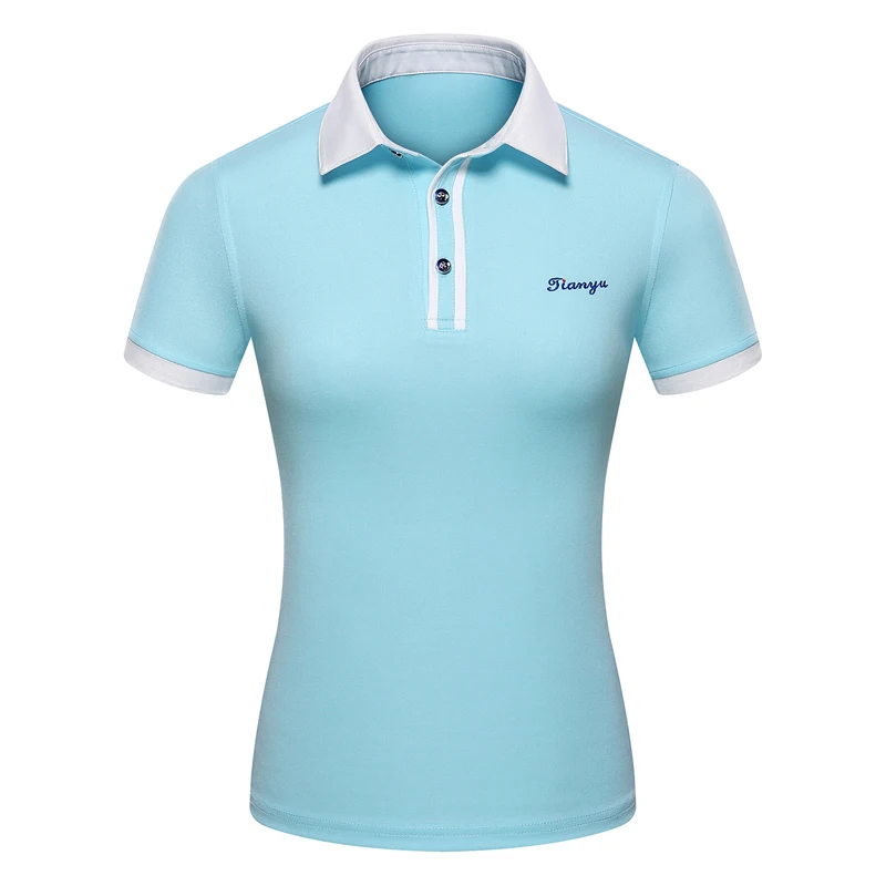 Женская футболка для гольфа Корейская спортивная одежда топы поло с коротким рукавом летняя спортивная одежда высокого качества - Цвет: Синий