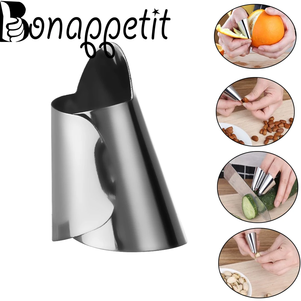 

New Finger Protectors Stainless Steel Finger Guard Peanut Sheller Vegetable Nuts Peeling Kitchen Cutting Stocked Protection Tool