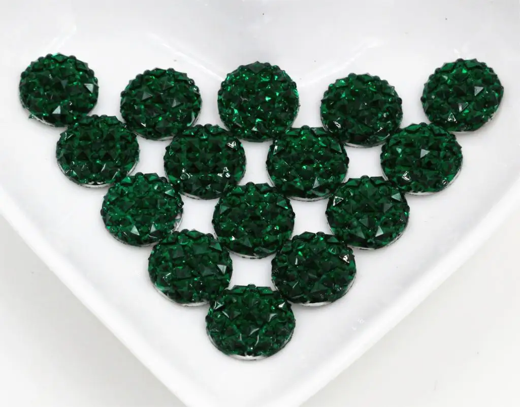 

New Fashion 40pcs 12mm Green Color Flat back Resin Cabochons Cameo G7-35