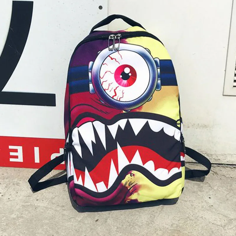 Fashion Designer PU School Bag Backpack Funny Cartoon Print Unisex