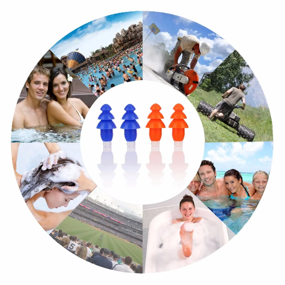 PUAroom Silicone Earplugs for Swimming Bath Sleeping Reliable Fixation For Daily Use With 2 Different Colors In Each Set PUAroom Silicone Earplugs for Swimming Bath Sleeping Reliable Fixation For Daily Use With 2 Different Colors In Each Set