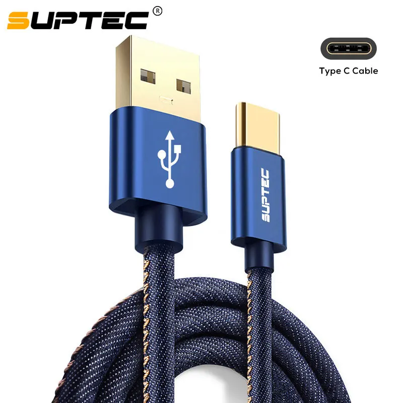 

SUPTEC USB Type C Cable for Samsung S10 S9 Note 9 2.4A Braided Type-C Charger Cable for Huawei P20 Xiaomi Mi 8 9 Mix Oneplus 6 5