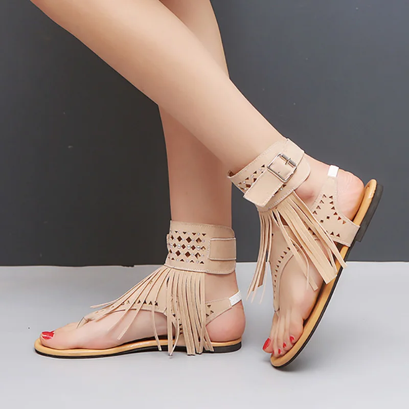 Tassel Women Sandals 2019 Summer Flat Sandals Female Flip Flops Fashion Beach Shoes Plus Size Gladiator Sandals Women Shoes