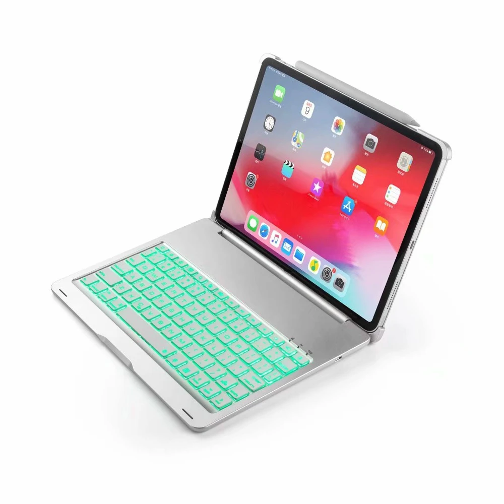 Алюминиевый ABS с подсветкой свет беспроводной Bluetooth клавиатура Folio Stand чехол для