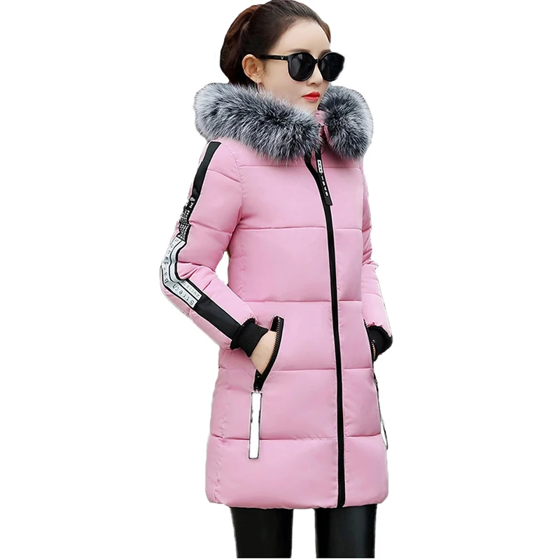 Зимняя хлопковая куртка, женские парки, большие размеры 7XL, пальто с меховым воротником и капюшоном, женские плотные теплые длинные куртки с хлопковой подкладкой N328