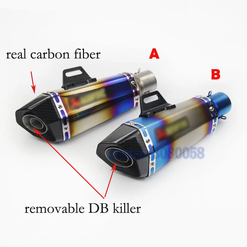 

36-51MM Universal Motorcycle Exhaust Muffler Tubes Silencer With Removable DB Killer For Kawasaki Z750 Ninja 250 Honda CBR190