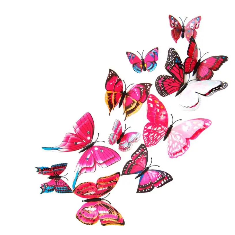 

Home Decor Curtain buckle 12Pcs/Pack Curtain Home Decor Butterfly Shape Sticker Pin decoration art mar28
