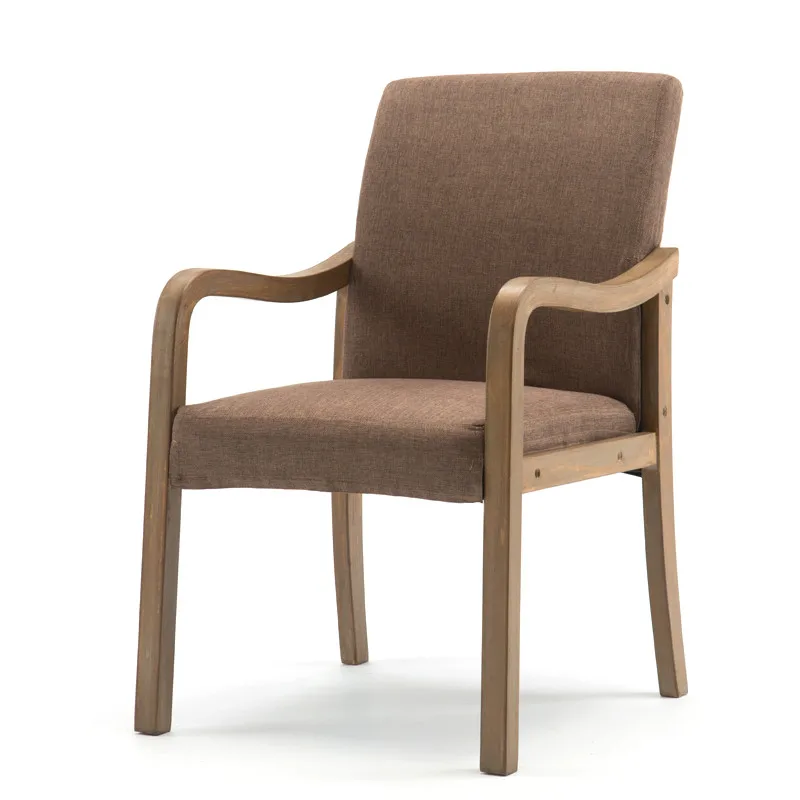 

Jane wood modern dining chair simple Nordic chair fabric study handrail lounge chair hotel restaurant chair