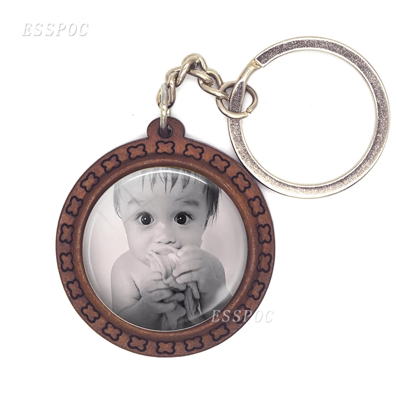 

Personalized Name Logo Wood Keychain Custom Photo Customize Your Baby Family Weedding Key Chain Key Rings Anniversary Gift