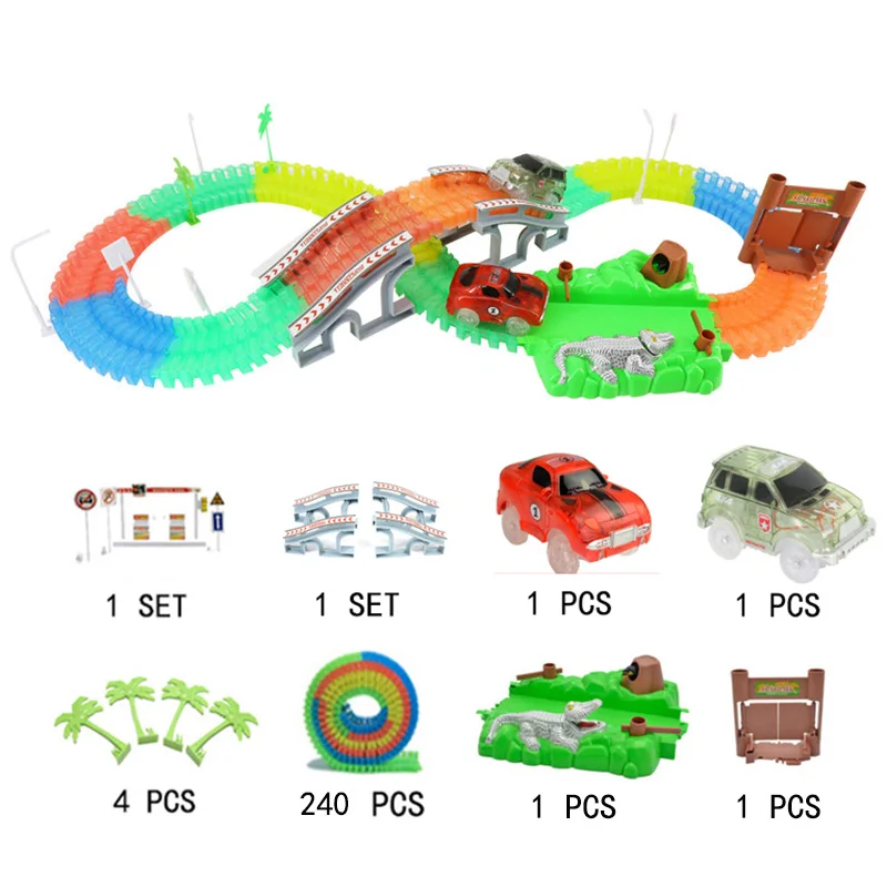 5,5 см DIY универсальные аксессуары для магического светящегося трека, обучающая игрушка для автомобиля, гоночные треки, автомобиль для детей, игрушки, рождественские подарки - Цвет: Track set