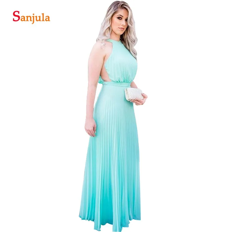 Bridesmaid Dresses Turquoise Draped Chiffon Wedding Party Gowns Simple Elegant Guest Dress vestidos dama honor