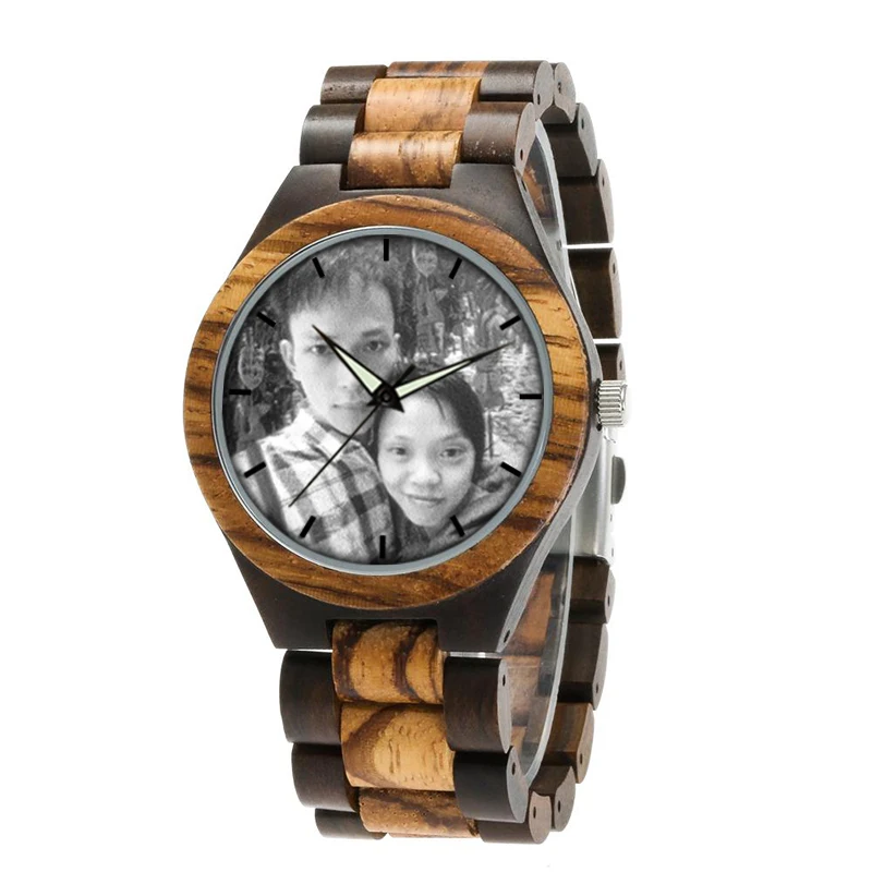 zebra wooden band watch male clock