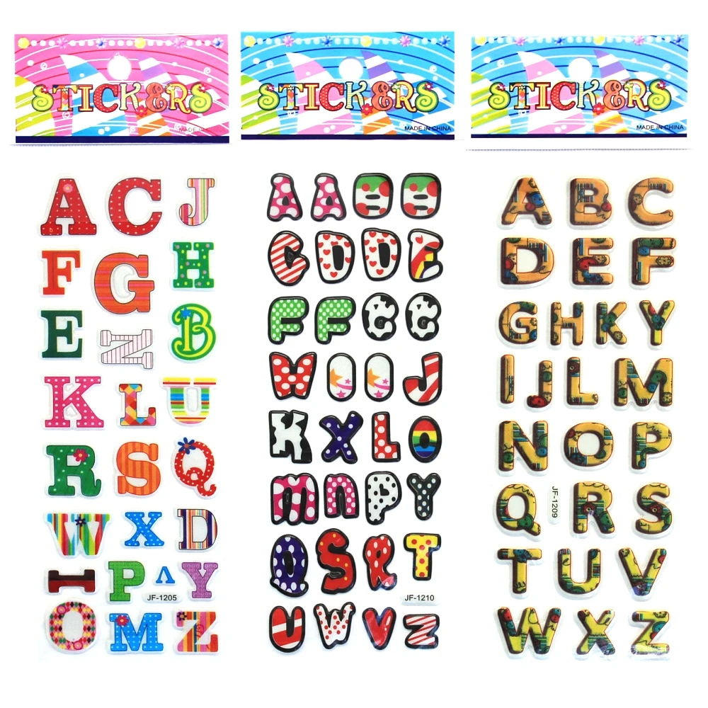 Cute English letters digital Cartoon bubbles stickers English alphabet A Z DIY Wall stickers For Kids