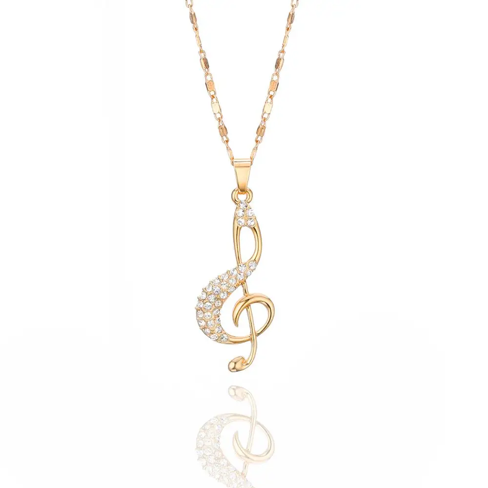 

Fashion Musical Note Necklaces Pendant Gold Chain Chokers Women Accessories Zircon Wedding Crystal Necklace Jewelry Gift